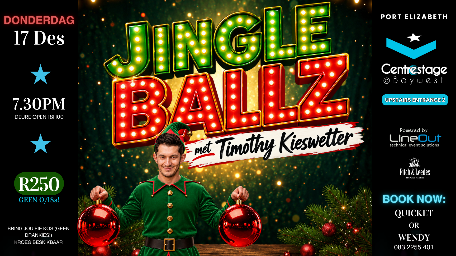 Timothy Kieswetter in JINGLE BALLZ. Donderdag, 17 Desember 2026 by Centrestage@Baywest